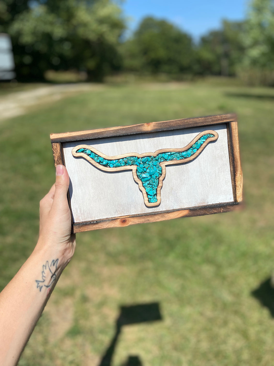Turquoise Steer Head Sign