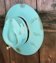 Load image into Gallery viewer, Turquoise Straw Summer Hat
