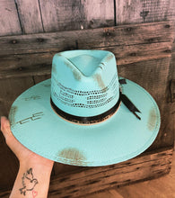 Load image into Gallery viewer, Turquoise Straw Summer Hat
