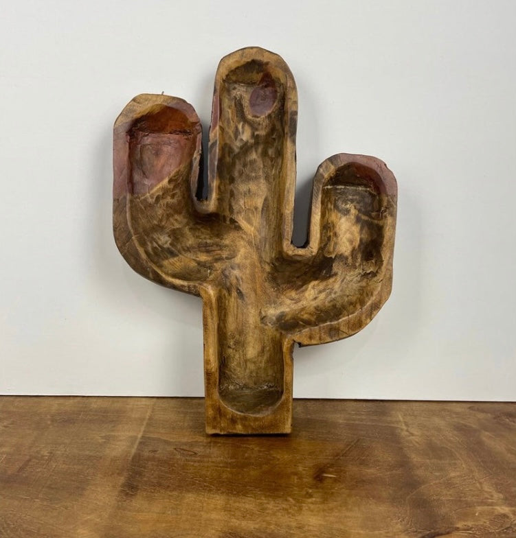 Natural Wood Cactus Bowl