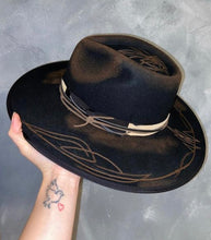 Load image into Gallery viewer, Pinstripe Custom Black Fedora
