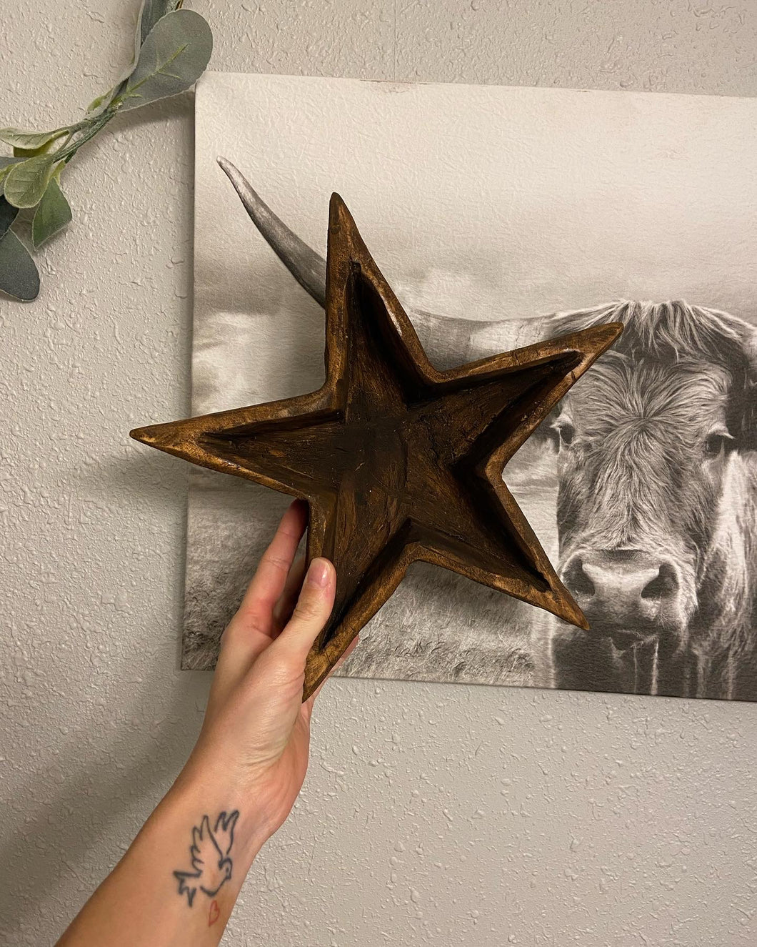 Natural Wood Star Decorative Bowl