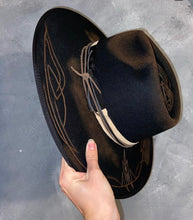 Load image into Gallery viewer, Pinstripe Custom Black Fedora

