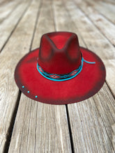 Load image into Gallery viewer, Red Distressed Custom Burnt Hat
